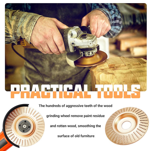 4PCS Wood Carving Disc Set for 4" or 4 1/2" Angle Grinder with 5/8" Arbor, Stump Tool Grinder Disc Wheel Attachments for Woodworking,Grinding Whee...