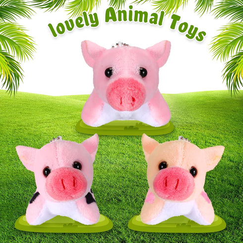 Stuffed Pig, 12 Pieces Assorted Toy Figures, Plush Animals for Holiday Back to School Party Favors, 3.2 x 3 Inch...