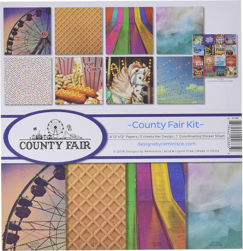 Reminisce County Fair Scrapbook Collection Kit, Multi Color Palette, 12x12 inches...