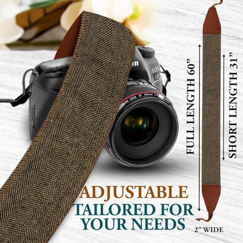 Art Tribute Brown Jeans Camera Strap Real Denim for DSLR Camera. Universal Strap, Neck Shoulder Camera Strap for Canon, Nikon, Fujifilm Digital Ca...