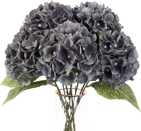 Jim's Cabin Artificial Flowers Silk Hydrangea Flowers with 5 Big Heads Fake Flower Bunch Bouquet for Home Wedding Party Decor DIY(Gray)...