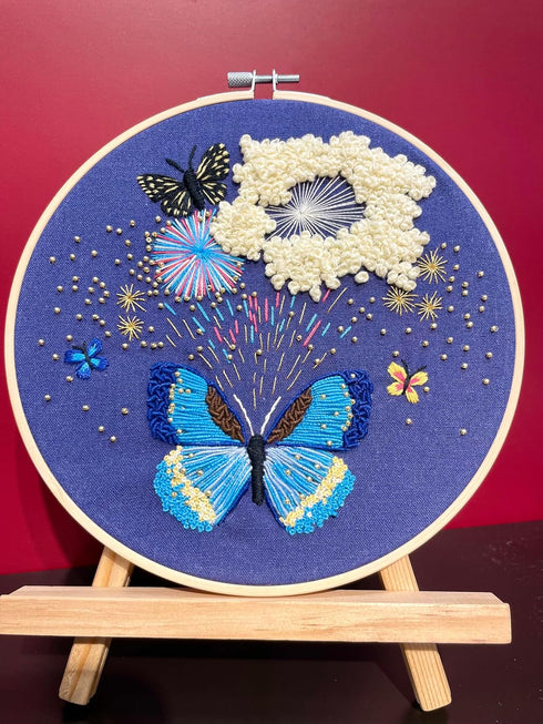 mozhijing Butterfly Embroidery Kit for Adults with Stamped Pattern, Round Beads for Embroidery DIY Crafting,Cross Stitch Beginner Kits with Frame,...