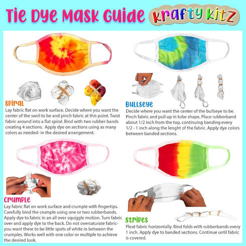 Perfectware - PW Cotton Candy Tri-Color Mask Kit Essentials Tie Dye Mask Kit - DIY Back to School Tie Dye Masks - Cotton Candy Tri-Color Kit - Kra...