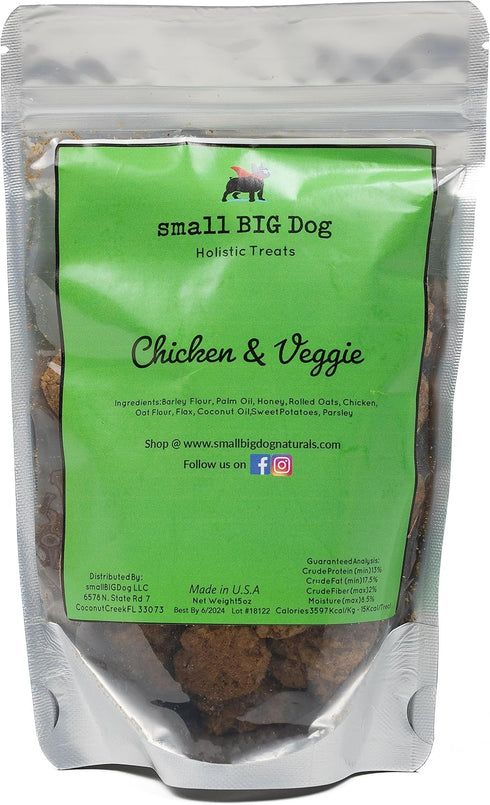 Chicken & Veggie Treats, Soft, 5 oz., Wheat-Free, 100% Natural Ingredients, Delicious, Great for Senior Dogs and Those with Teeth Issues, Parsley ...