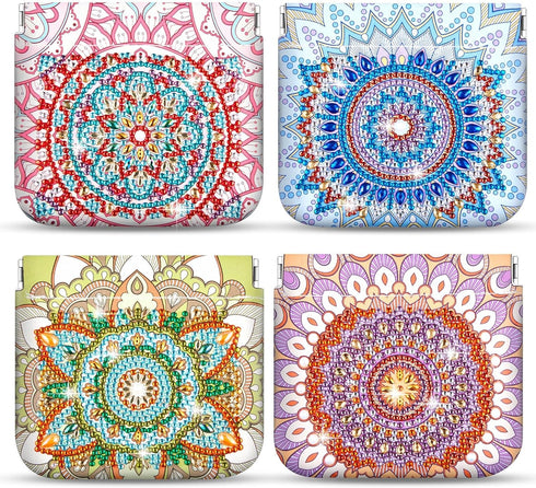 Hsei 4 Pcs Diamond Painting Coin Purse Pouch Leather DIY Rhinestone Paint Handmade Clutch Change Holder Change Purse Diamond Painting Bags for Adu...