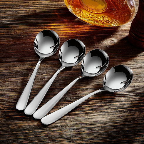 KEAWELL Premium 7" Louise Soup Spoons, 18/10 Stainless Steel, Dishwasher Safe (4)...