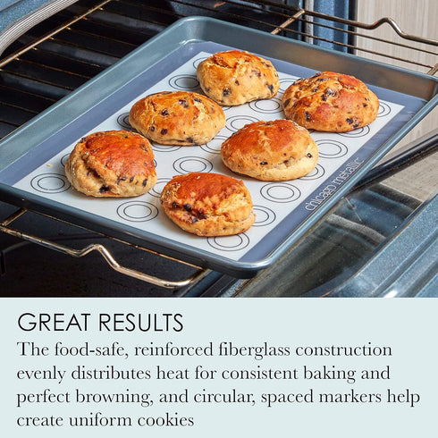 Chicago Metallic Silicone Pastry Mat with Measurements,, Baking Mat with Cookie Marks Gray 16.5x11.5 Inch...