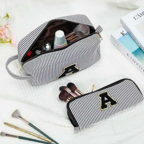 Gifts for Women - Personalized Birthday Gifts for Women Her Mom Best Friend Bridesmaid Girlfriend Teacher, Monogram Initial Black Cute Makeup Bag ...