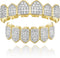 TOPGRILLZ Grillz Vampire Teeth - Silver Grills for Your Teeth Diamond Grillz for Women Men 18K Gold Plated Iced out Hip Hop Rapper Costume Cosplay...