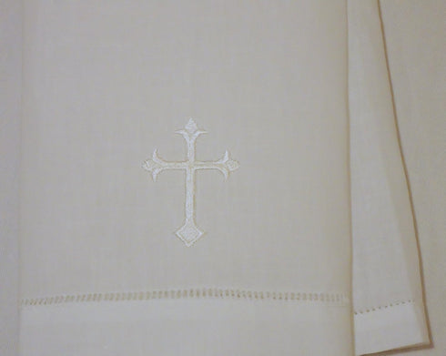 White Linen Baptism Cloth with White Cross Towel Size Model:...