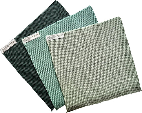 3-Piece Danish Cotton Dishcloths in 100% Certified Organic Cotton Made in India (Rustic Green Organic Combi)...