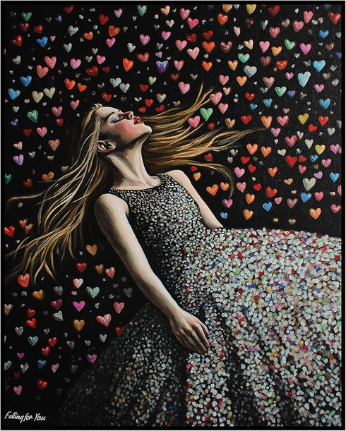 Posterizer 1 pcs-woman and cute colorful hearts-Valentine's day art -1-Romantic Art-Holiday Poster Collection-Gift for Couples boyfriend girlfrien...