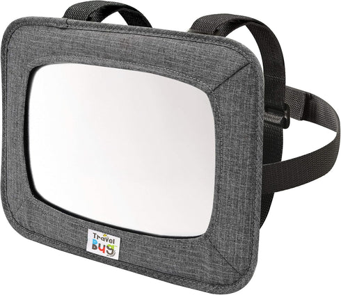 Travel Bug Soft Sided Rear & Forward Facing Safety Mirror for Baby & Toddler - Shatter Resistant - Jumbo Baby Car Mirror...
