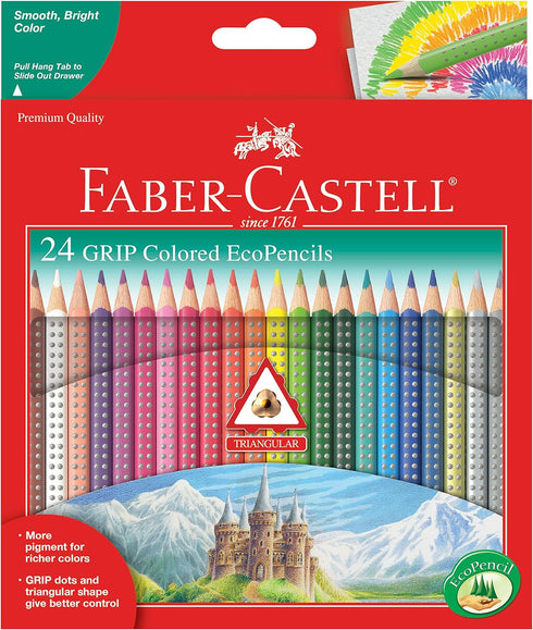 Faber-Castell Grip Colored EcoPencils - 24 Pack Colored Pencils, Pre-Sharpened...