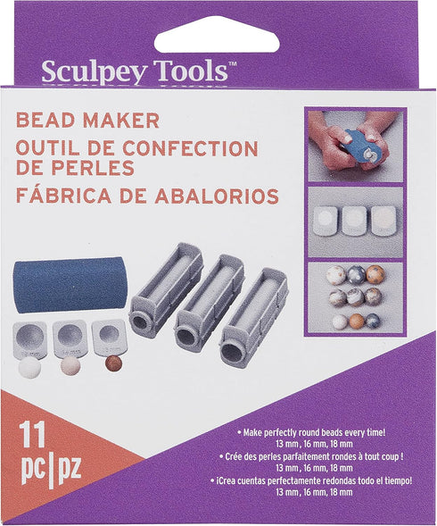 Polyform Sculpey Tools Round Bead Maker, 11 piece set, polymer oven-bake clay jewelry making tool, helps you make perfectly round beads in three s...