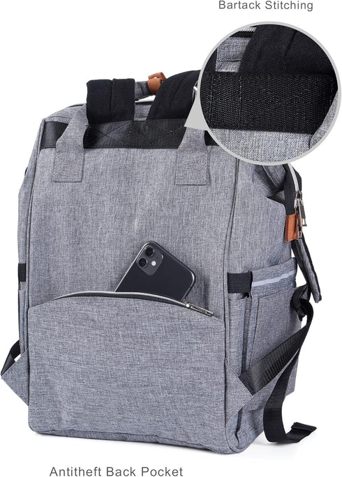 NeoTech Care Diaper Bag Backpack for Baby Girl/Boy, Wide Opening, Multifunction Organizing Pockets (Gray)...
