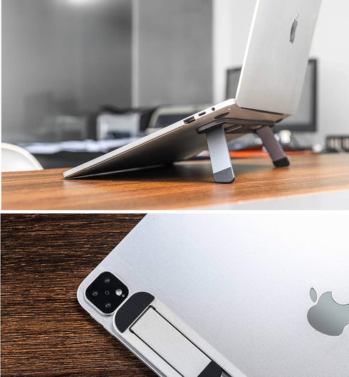 Laptop Riser for Desk – Aluminum Foldable Laptop Stand for 10”-16” Models Including MacBook, MacBook Air, iPad, HP and More – Self-Adhesive Portab...