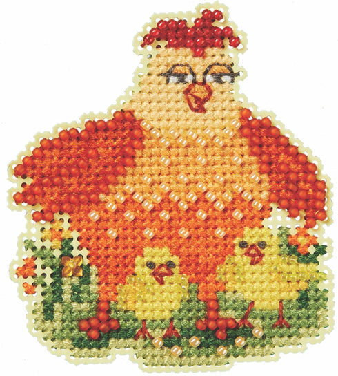 Mill Hill Mama Hen Beaded Counted Cross Stitch Ornament Kit 2024 Spring Bouquet MH182411...