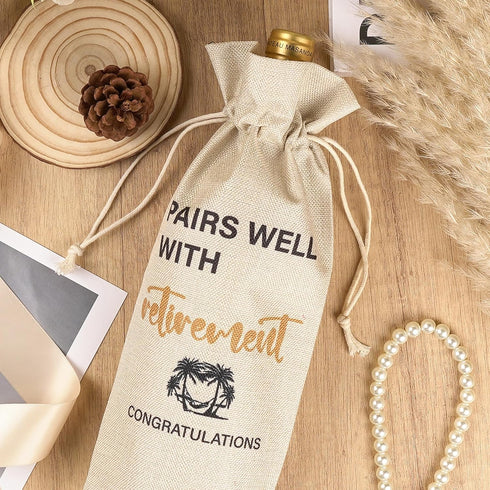 Retirement Gifts Retirement Wine Bag - Retirement Gifts for Women Men, Pairs Well with Retirement, Retirement Wine Bottle Gift, Funny Retirement G...