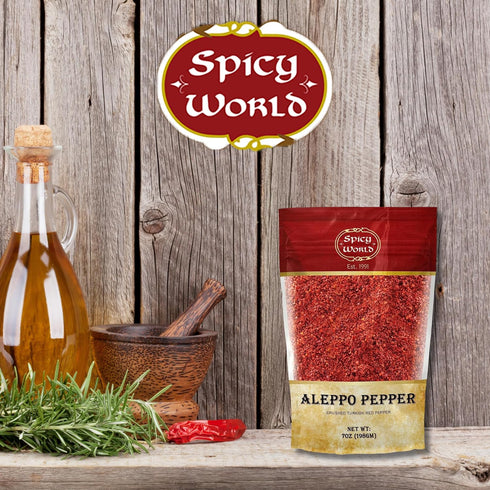 Spicy World Aleppo Pepper Flakes 7 oz | Authentic Turkish Chili Spice for Exquisite Heat & Flavor | Premium Crushed Chili Pepper from Halaby Regio...