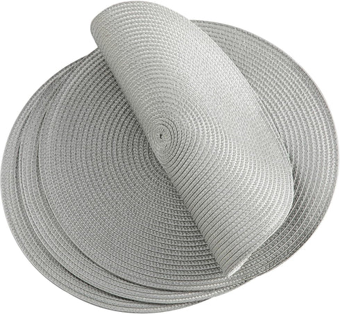Round Placemats, Crossweave Heat Resistant Classic Woven Round Place Mats Diameter 13.5 inch for Kitchen Table Set of 6 (Light Gray)...