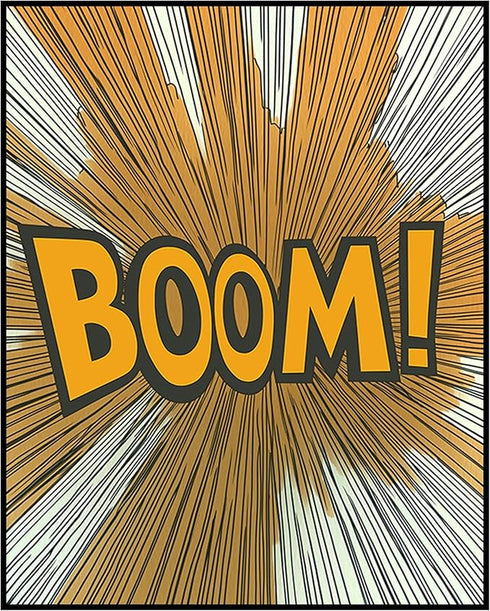 Posterizer 1 pcs-A comic book style explosion with the word BOOM -3-Art in Pop Style Gift for Superhero, Comic Book Fans Decor for Game Room or Ma...