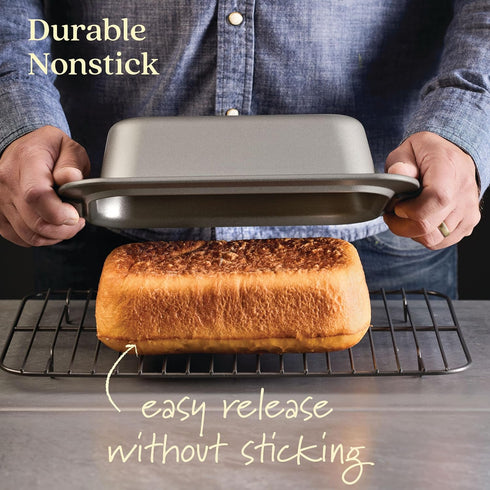 Anolon Advanced Nonstick Bakeware 2-Piece Loaf Pan Set, Gray with Silicone Grips - 54715...