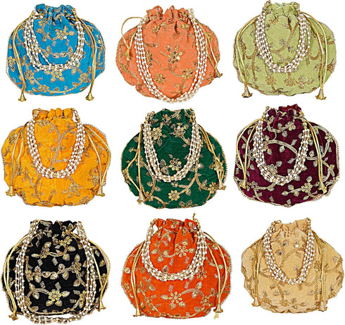 Radharani Arts 01 PC Women Handicrafts and jewellery Designer Velvet Potli Bags or Wristlets or rajasthani batwa for Wedding & Parties, Best for g...