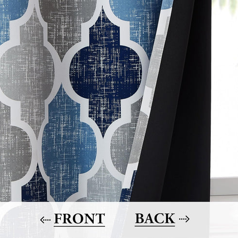 Beauoop Lattice Blackout Window Valance Curtain Panels Thermal Insulated Noise Reduction Drapes for Kitchen Cafe Living Room Quatrefoil Window Tre...