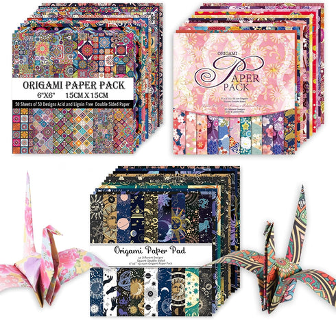 Origami 6x6 Paper Kit 150 Sheets 150 Vivid Colors Double Sided Same Printed Traditional Patterns Square for Arts Crafts Projects Japan Traditional...