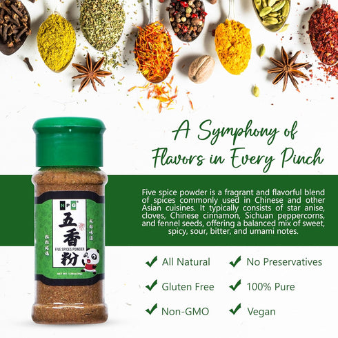 NPG Authentic Chinese Five Spice Blend 1.08 Oz, Gluten Free, All Natural Ground Chinese 5 Spice Powder, No Preservative, No MSG, Mixed Spice Seaso...