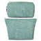 2 Pieces Corduroy Green Makeup Bag Large Corduroy Cosmetic Bag Capacity Canvas Travel Toiletry Bag Organizer Cute Makeup Brushes Aesthetic Accesso...