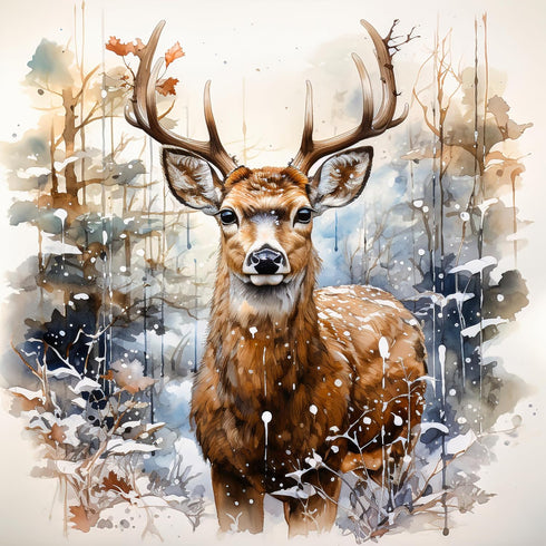 Fabric Panel 14"x14" Deer Buck 100% Cotton Quilting Panel Square AM1563...