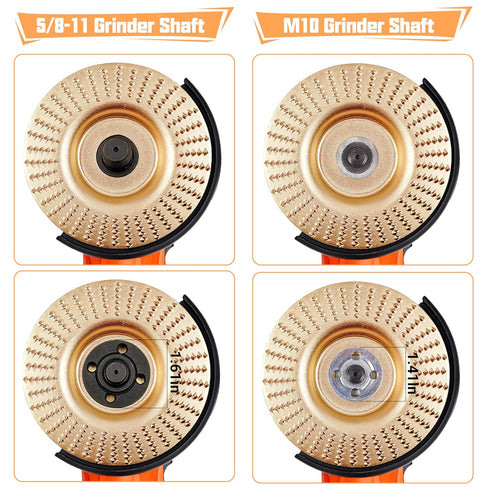 4PCS Wood Carving Disc Set for 4" or 4 1/2" Angle Grinder with 5/8" Arbor, Stump Tool Grinder Disc Wheel Attachments for Woodworking,Grinding Whee...