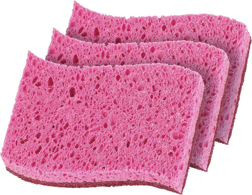 Superio Non-Scratch Cellulose Sponge Kitchen Scrub Sponges with Scouring Pad Set, Good for Non-Stick Cookware Frying Pan, Pot, Counter Top, Sink S...