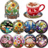 8 PCS Diamond Art Coasters-Flower Diamond Painting Coasters Kits with Holder,DIY Flowers Coasters Kit for Beginners Adults Art Craft Supplies Gift...