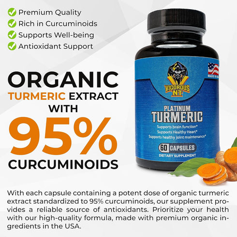 Vigorous NT Platinum Turmeric Supplement - 95% Curcuminoids - 60 Capsules...