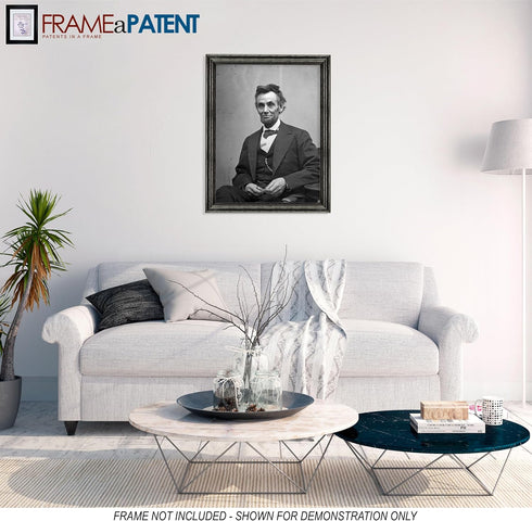 Frame a Patent Abraham Lincoln Photograph - Historical Artwork from 1865 - US President Portrait - (4" x 6") - Gloss...