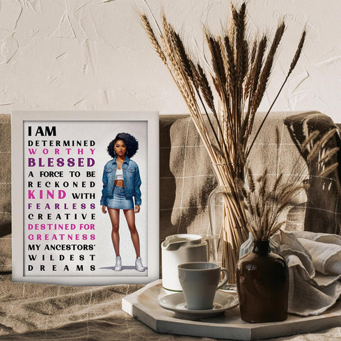 Posterizer 1 pcs-Ethnic African American Women-Positive Quote-Afro-American Art Collection-Inspirational Women's Art-decor for Girls, Teens Bedroo...