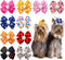 PET SHOW Bowknot Dog Hair Bows with French Barrette Clips Pet Puppies Yorkie Teddy Grooming Hair Accessories Pack of 10 (Paw Bone Printed)...