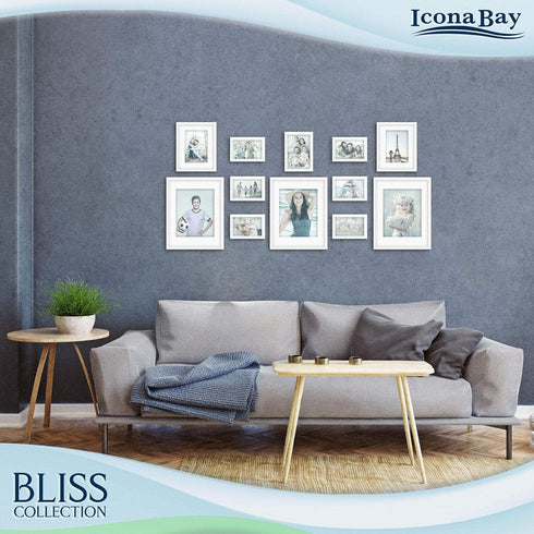 Icona Bay - 8x10 White Picture Frame with Removable Mat for 5x7 Photo - Modern Style Engineered Wood Frame - Table Top or Wall Mount - Bliss Colle...