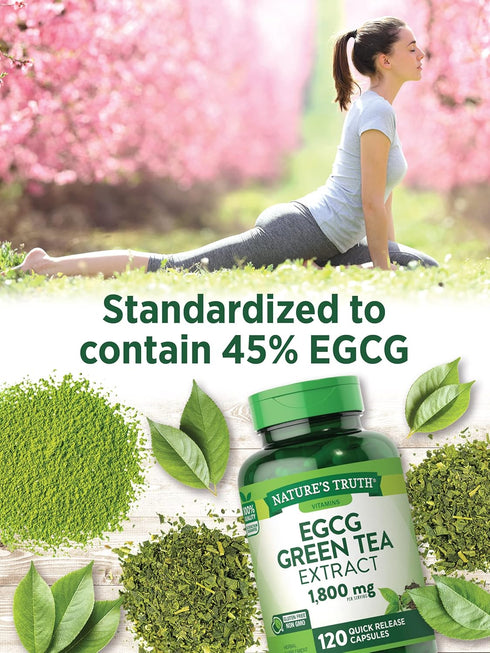 Nature's Truth Green Tea Extract Capsules | 1800mg | 120 Count | Standardized 45% EGCG | Non-GMO & Gluten Free Supplement...