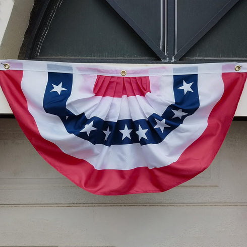 USA American Flag Fan Bunting 3x1.5fts Outdoor US Flag Decor Bunting Flag Bunting American Flag Porch Bunting American Flag Swag Bunting-July 4th-...