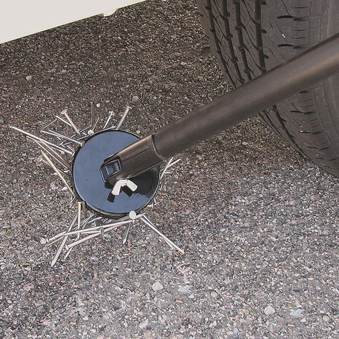 Magnetic Pick-Up Tool Attachment, 3.20" Diameter, 0.440" Thick Magnet Assembly with Acme-Threaded Attachment for Standard Broom Handle, 65 Pounds ...