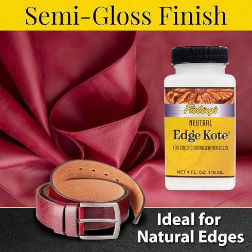 Fiebing's Edge Kote (4oz, Neutral) - Leather Edge Paint for Shoes, Furniture, Purses, Couches, Belts - Flexible, Water Resistant, Semi Gloss Color...
