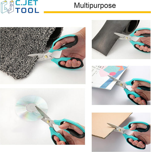8" Heavy Duty Scissors, Utility Scissors All Purpose for Cardboard, Plastic, Carpet, Rope, Leather. Sharp Stainless Steel Blades, Non?Slip Handle,...