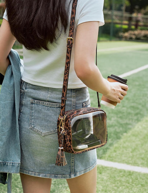 Clear Bag Stadium Approved, PVC Clear Crossbody Purse Small Clear Crossbody Bag with Adjustable Shoulder Strap...