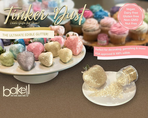 Bakell - Pink Rose Tinker Dust (5g, 1x Jar) Edible Glitter for Food, Desserts, and Beverages!...