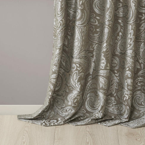 Madison Park Aubrey 2 Panel Curtain Faux Silk Paisley Jacquard, Rod Pocket Curtain for Living Room, Kitchen, Room Darkening Window Drape for Bedro...