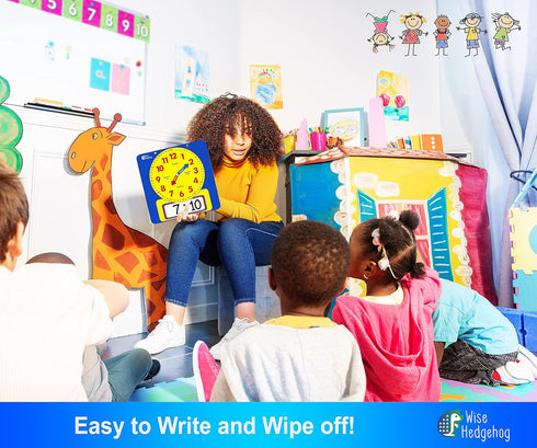 Large Dry Erase Magnetic Teaching Demonstration Clock, Kids Telling Time Learning Clock for Analog and Digital Time, Labelled Minute & Hour Hands,...